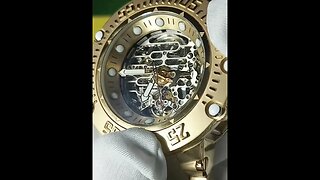 gold subaqua automatic skeleton watch manual shutter & exhibition back