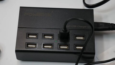 USB Charger Station,Powstick 8 Ports Charging Hub 60W/12A, Included 3 Mixed Cables,Desktop Compact