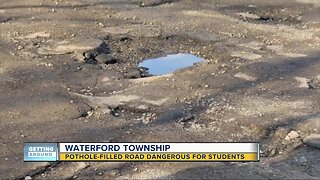 Pothole-filled road dangerous for students in Waterford Township