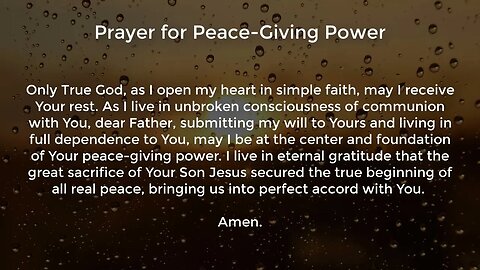 Prayer for Peace Giving Power (Prayer for Peace of Mind)