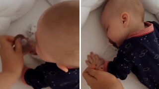 Baby Instantly Falls Asleep After Receiving Pacifier