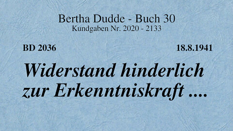 BD 2036 -WIDERSTAND HINDERLICH ZUR ERKENNTNISKRAFT ....