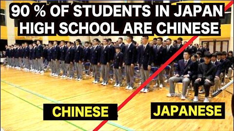 Chinese national anthem is being played in a Japanese high school.