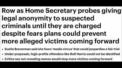 Row as Home Secretary probes giving legal anonymity to suspected criminals until they are charged