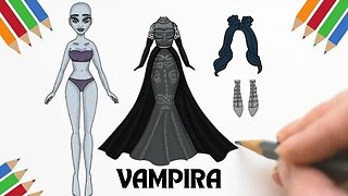 Como Desenhar BONECA DE PAPEL VAMPIRA #bonecadepapel #paperdolls #halloween #vampira #vampire