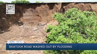 Skiatook road partially washed away due to flooding