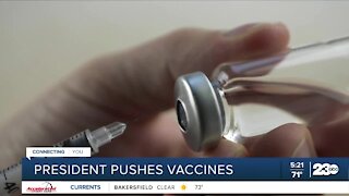 President Joe Biden pushes vaccines