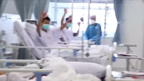 Video shows Thai boys in hospital after being rescued from flooded cave