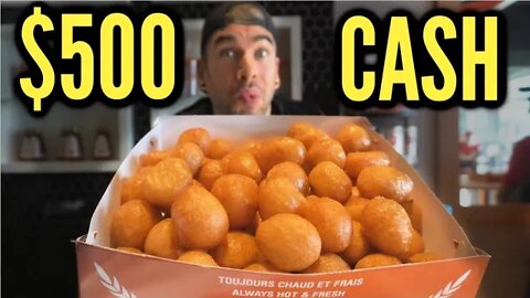 $500 DONUT EATING CONTEST | In Montreal Quebec! Mr. Puffs Eating Contest (Greek Loukamades)