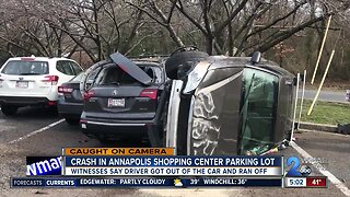 Crash caught on camera in an Annapolis shopping center parking lot on Thursday