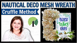 Nautical Dollar Tree Cruffle Deco+ Mesh Wreath DIY Tutorial dollar tree wall door hanger wreath