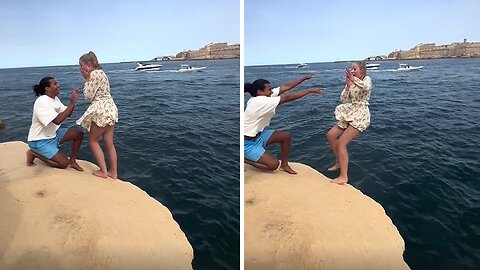 Woman thinks she is getting proposed, gets pranked instead