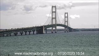 Mackinac Bridge Traffic Backed Up For Many Miles