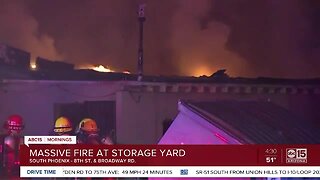 Large fire breaks out at storage yard in Phoenix