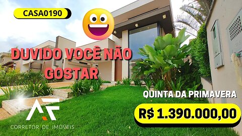 CASA0190 - BELA CASA TÉRREA EM CONDOMÍNIO DA ZONA SUL DE RIBEIRÃO