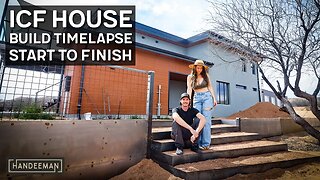 TIMELAPSE - Couple Builds OFF GRID RAINWATER Dream Home in the Desert - START TO FINISH