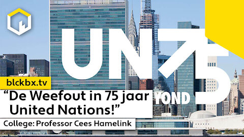 Weeffout 75 jaar United Nations, college met Professor Cees Hamelink