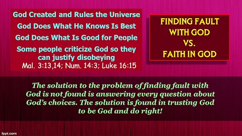 Video Bible Study: Finding Fault with God