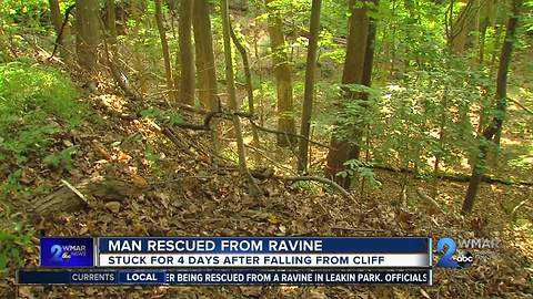 Crews rescue hiker found 4 days after falling off trail in Leakin Park