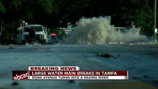 Massive water main break closes portion of N. Rome Avenue in Tampa