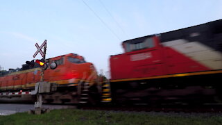 CN 8959, CN 5772, CN 8884, KCS 4404 & KCS 4410 Engines Manifest Train West In Ontario