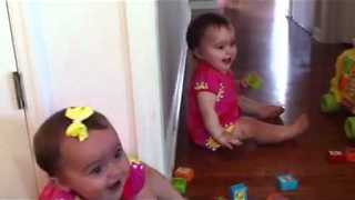 Twin Babies Laughing Hysterically At Dog Performing Tricks