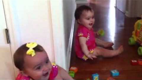 Twin Babies Laughing Hysterically At Dog Performing Tricks