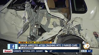 Driver crashes into three parked cars in Clairemont