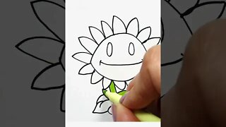 How to draw and paint SunFlower from Plants vs Zombies Game #shorts