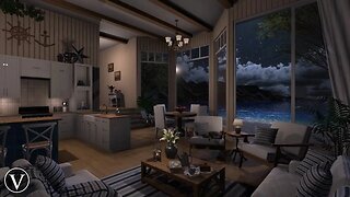 Seaside Cottage | Night Ambience | Ocean, Beach Waves & Nature Sounds