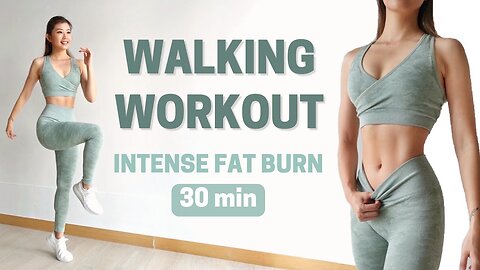 30 MIN WALKING CARDIO WORKOUT I Intense Full Body Fat Burn at Home
