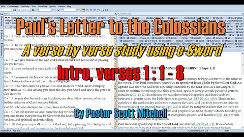Colossians Verse by Verse Study: Intro, 1:1-8, Pastor Scott Mitchell