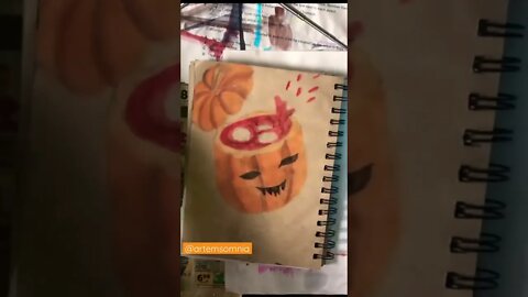 Pumpkin Gouache Painting Process for #Halloween #shorts