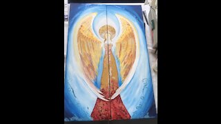 Sun on angel painting