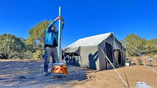 Setting up a Wood Burning Stove for the FIRST TIME & FIRST COOK - Hot Tent Camping Off Grid