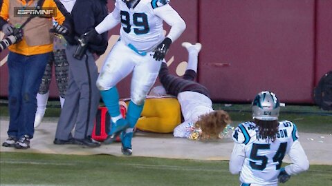 Cheerleaders Tackled By Players