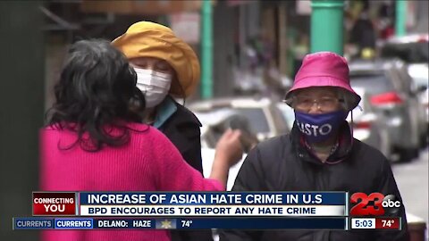 increase in Asian hate crimes in the U.S., BPD encourages people to report any hate crime