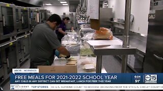 Free meals for students during the 2021-2022 school year