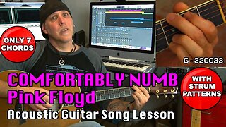 Pink Floyd Comfortably Numb Acoustic Guitar song lesson with strum patterns