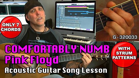 Pink Floyd Comfortably Numb Acoustic Guitar song lesson with strum patterns