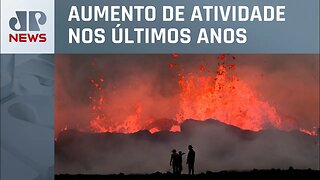 Vulcão entra em erupção perto da capital da Islândia