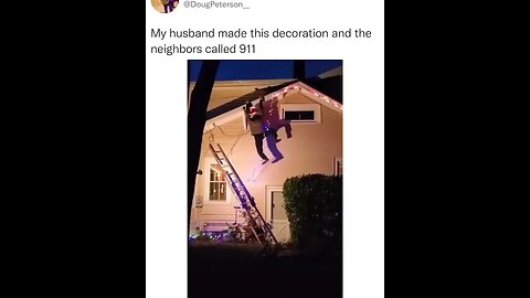 Pranks the neighbor with a Christmas decoration