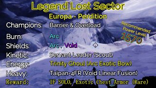 Destiny 2 Legend Lost Sector: Europa - Perdition 9-27-22