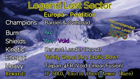 Destiny 2 Legend Lost Sector: Europa - Perdition 9-27-22