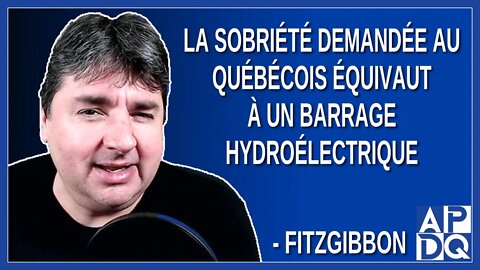 La sobriété demandée au québécois équivaut à un barrage hydroélectrique. Dit Fitzgibbon