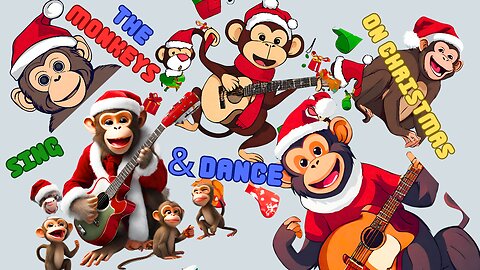 Monkeys🙉celebrate Christmas by singing, dancing, and wearing Santa Claus outfits🎄.