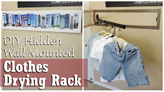 DIY Hidden Wall Mount Clothes Drying Rack