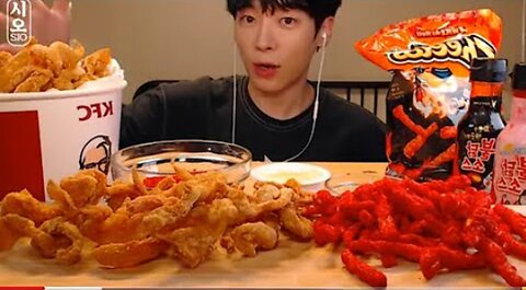 ®Mukbang© Asmr KFC Chicken Skin Fried With SAMYANG SAUCE And American Spicy CHITOS🌶🌶🌶🌶🌶🌶