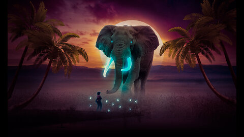 Big Elephant Teeth Glowing Photoshop Manipulation