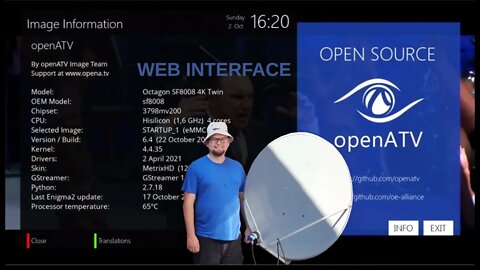 Web Interface streaming With E2 Linux OS OPENatv | OCTAGON SF8008 UHD E2 DVB-S2X Satellite Receiver
